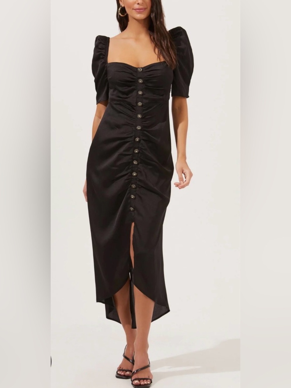 ASTR Black Puff Sleeve  Austen Midi   Dress Size Medium